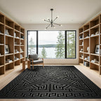 Silver Geometric Labyrinth Maze Rug