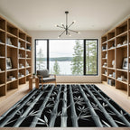 Monochromatic Bamboo Forest Serenity Rug