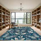 Elegant Blue Butterfly Botanical Garden Rug