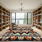 Navajo Orange Black Cream Geometric Rug