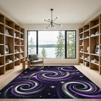 Cosmic Purple Silver Galactic Swirl Rug