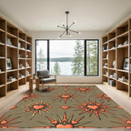 Coral Heart Starburst Brown Rug