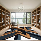 Geometric Bronze and Charcoal Abstract Structure Rug