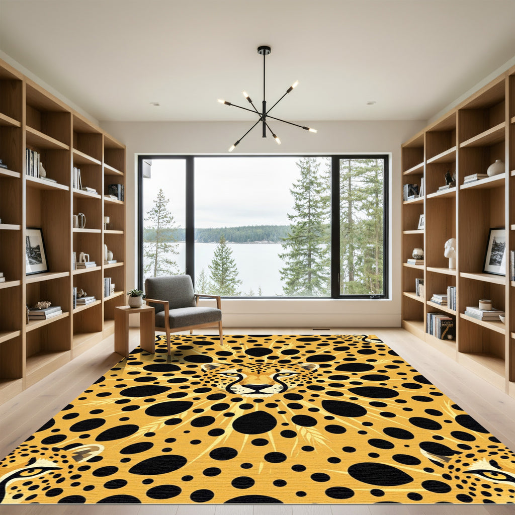 Bold Golden Cheetah Radial Abstract Rug
