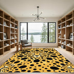 Bold Golden Cheetah Radial Abstract Rug