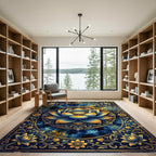Golden Floral Lotus Medallion Rug