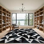Monochrome Angular Geometric Abstract Rug