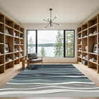 Deep Blue Abstract Wave Ripples Rug