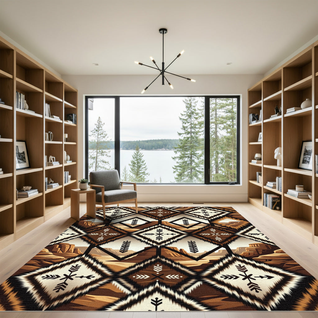 Desert Landscape Diamond Medallion Rug