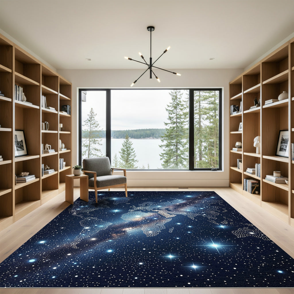 Cosmic World Map Galaxy Stars Rug