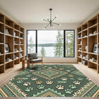 Sage Green Geometric Boho Paw Rug