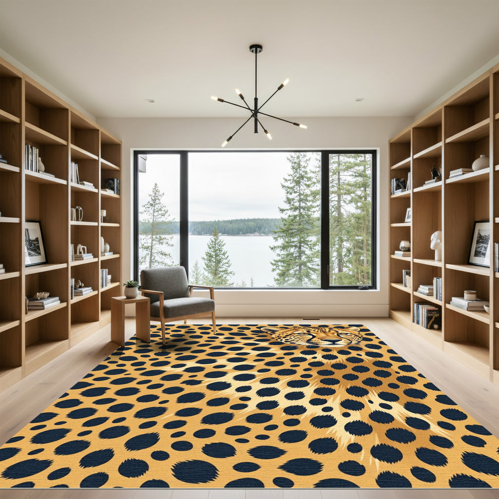 Golden Cheetah Spots Animal Print Rug