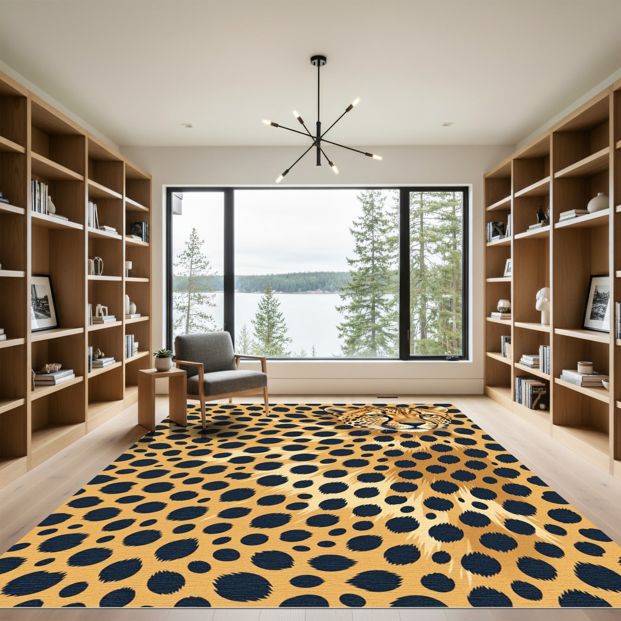 Golden Cheetah Spots Animal Print Rug