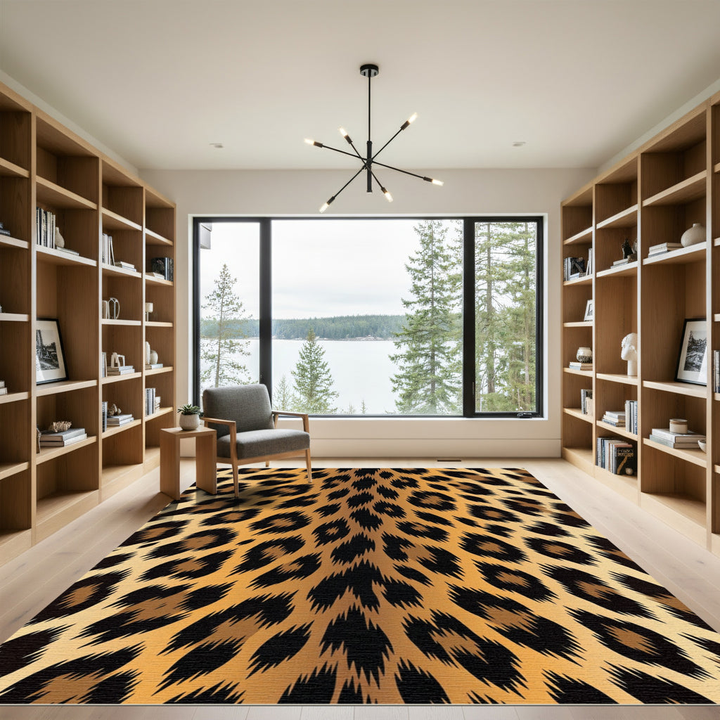 Golden Brown Leopard Spots Texture Rug