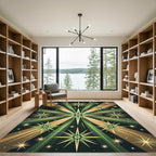 Radiant Green and Gold Starburst Rug