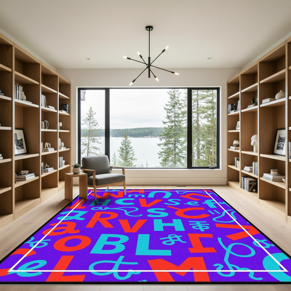 Bold Alphabet Graphic Purple Rug