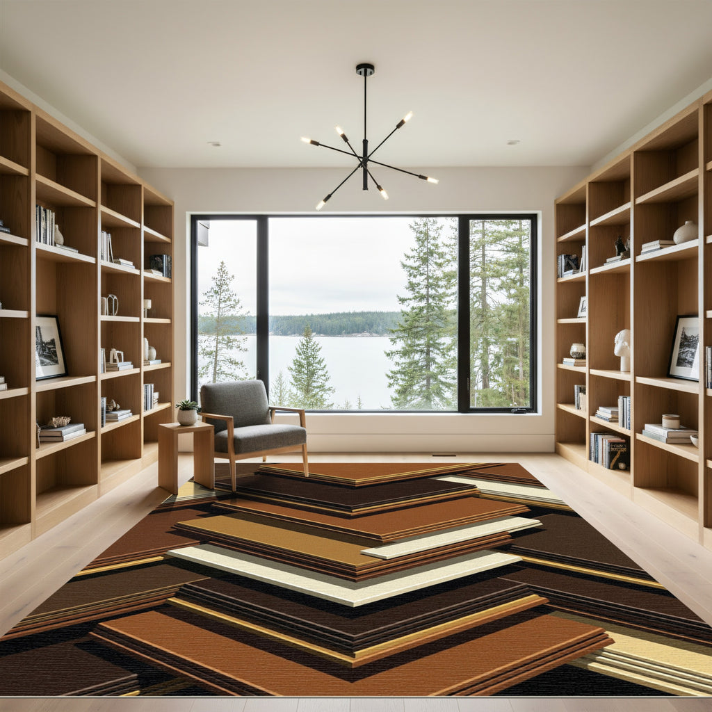Earthy Tones Layered Geometric Rug