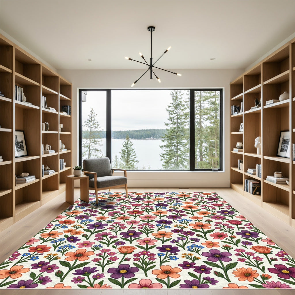 Vibrant Floral Garden Composition Rug
