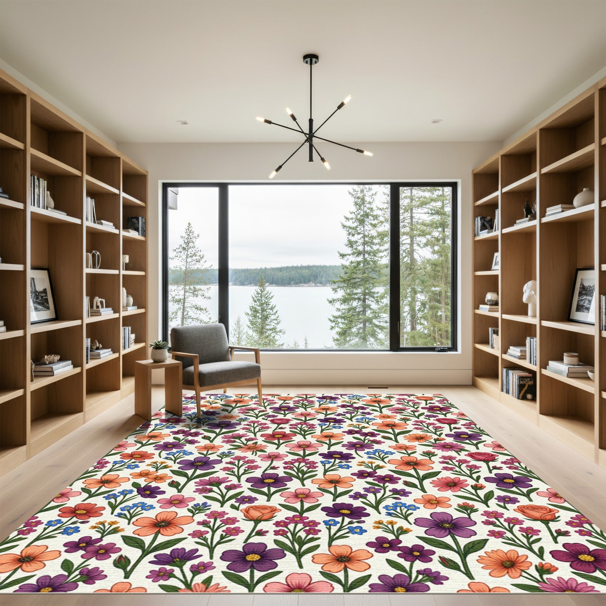 Vibrant Floral Garden Composition Rug