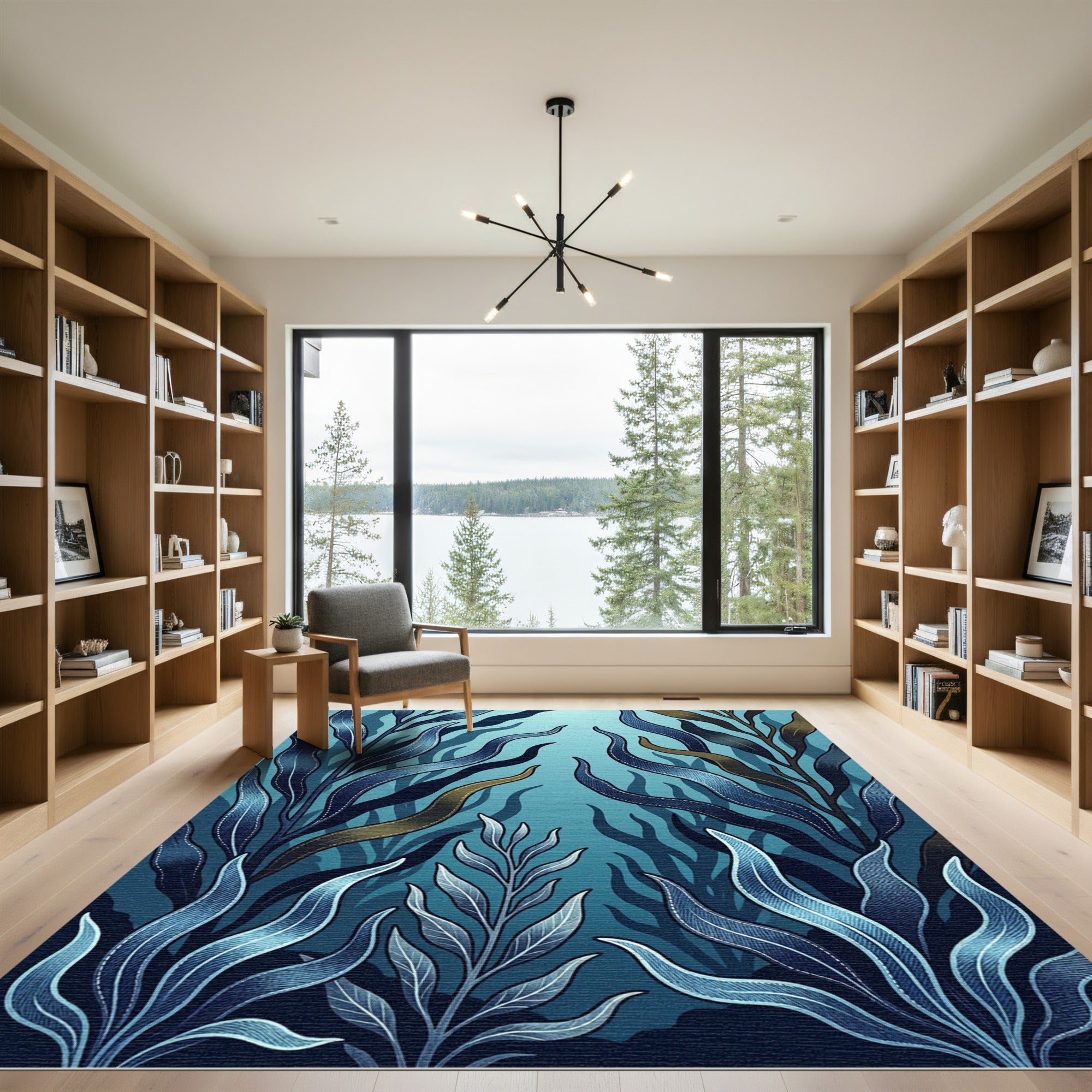 Deep Blue Seaweed Undercurrent Rug