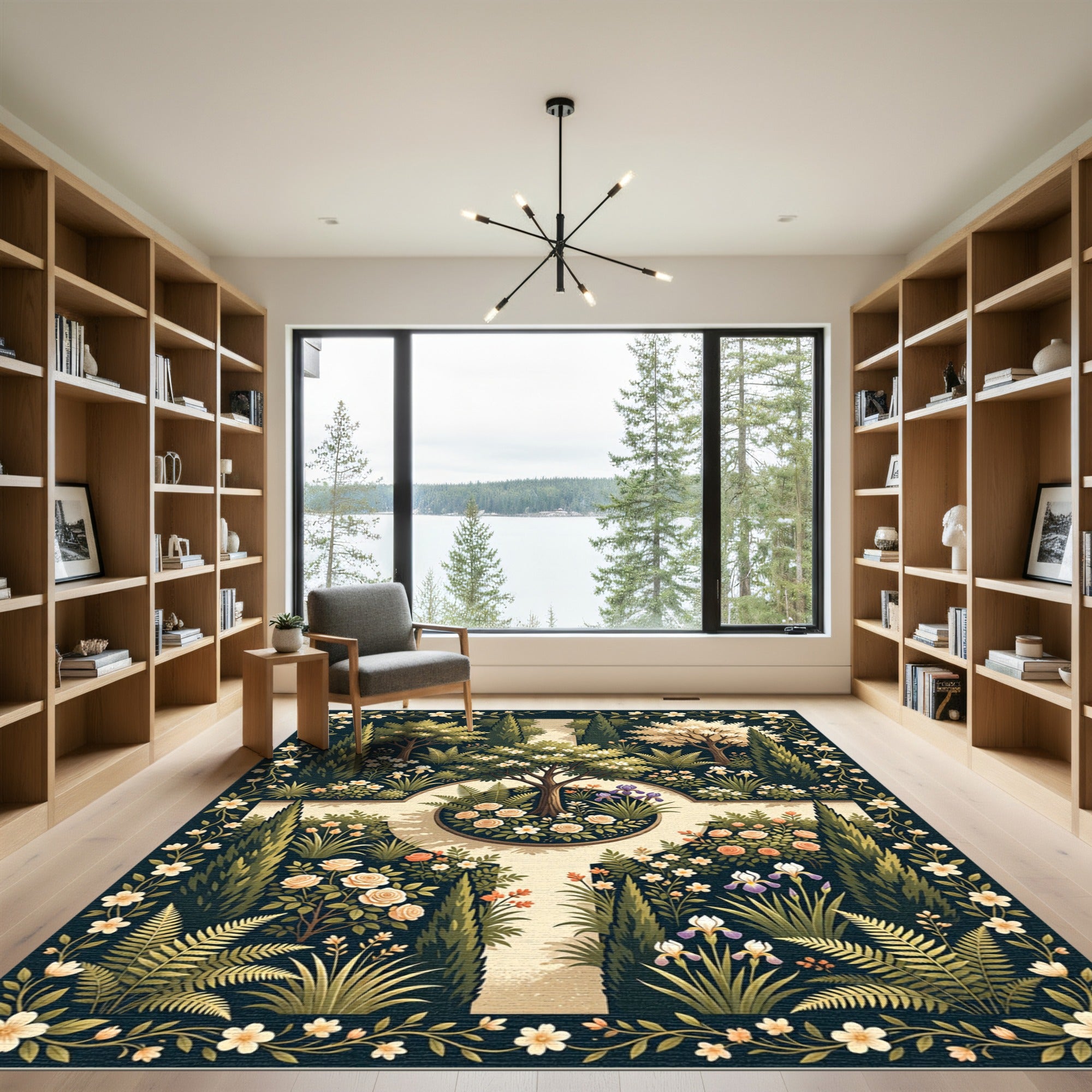 Enchanting Garden Floral Topiary Rug