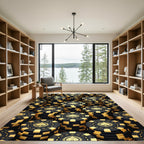 Black and Gold Spades Poker Chip Rug