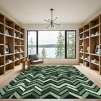 Forest Green Chevron Trees Rug