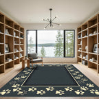 Minimalist Charcoal Animal Paw Border Rug