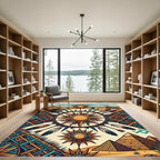Ancient Sun Arrow Feather Pyramids Rug