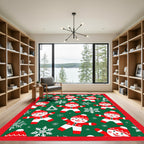 Red White Gingerbread Snowflakes Christmas Rug