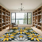 Yellow and White Daisy Garden Rug