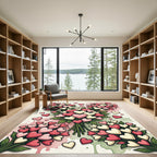 Romantic Pink and White Heart Bouquet Rug