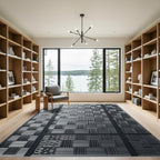 Monochrome Woven Intersecting Grid Rug