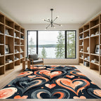 Coral Pink Watercolor Heart Swirls Rug