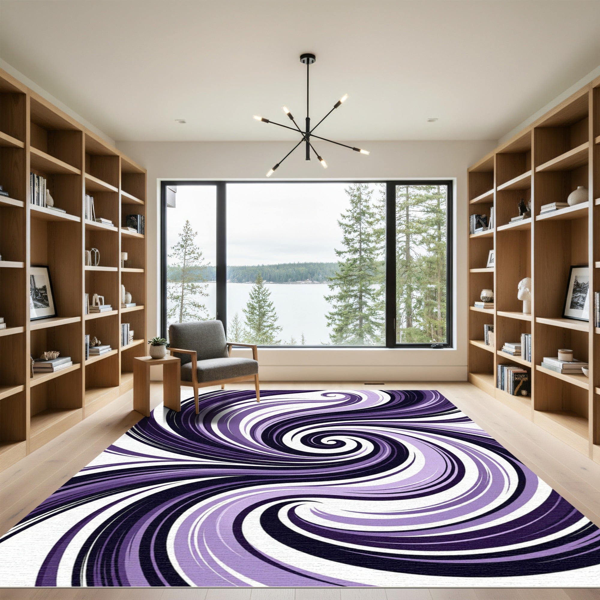 Deep Purple Swirl Abstract Rug