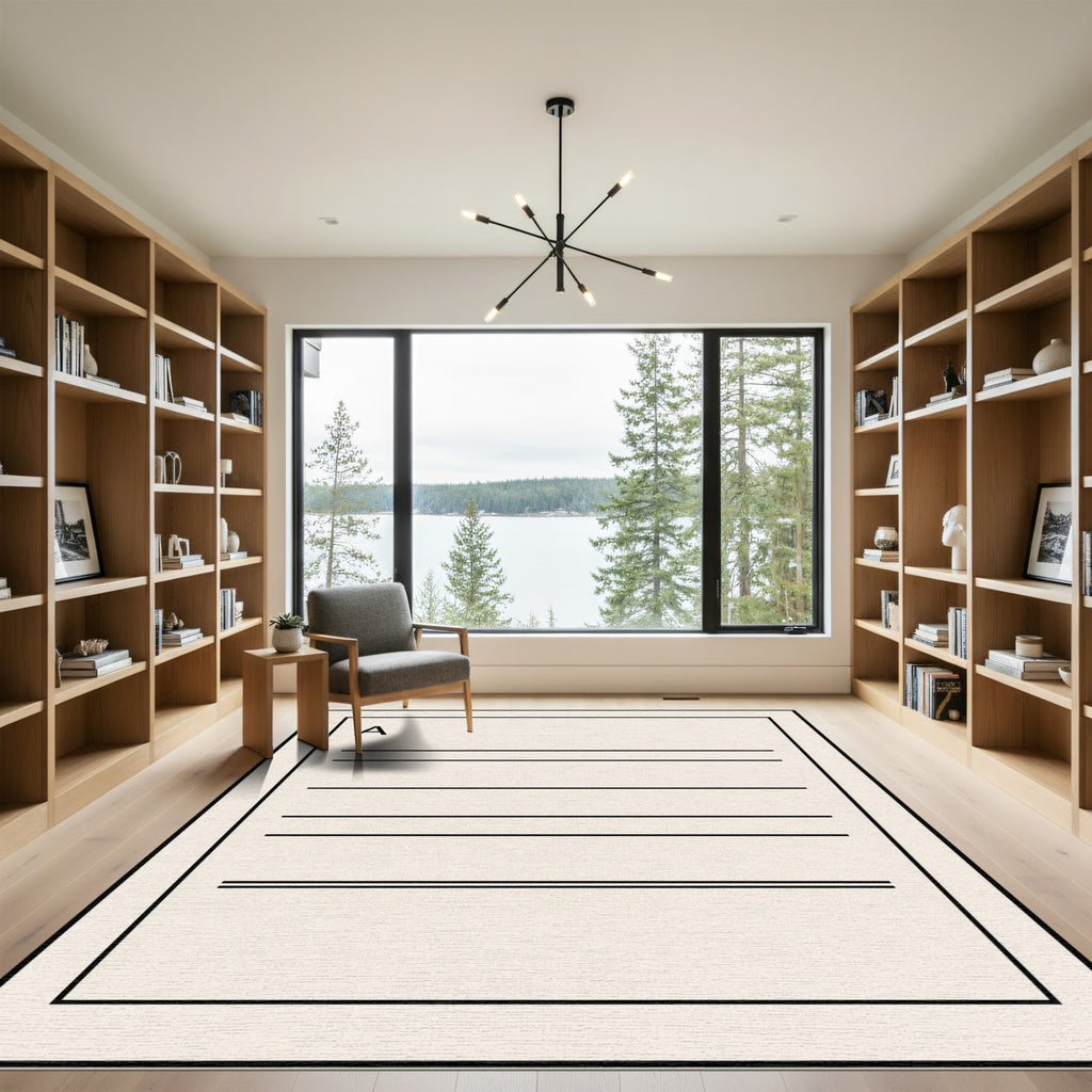Minimalist Cream Stripe A Design Rug
