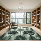 Misty Sage Forest Woodland Landscape Rug