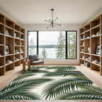 Emerald Green Palm Frond Overlay Rug