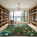 Lush Gold Ornate Botanical Greenhouse Rug