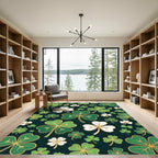 Golden Clover Shamrock Botanical Illustration Rug