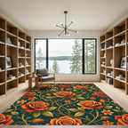 Golden Amber Rose Botanical Garden Rug
