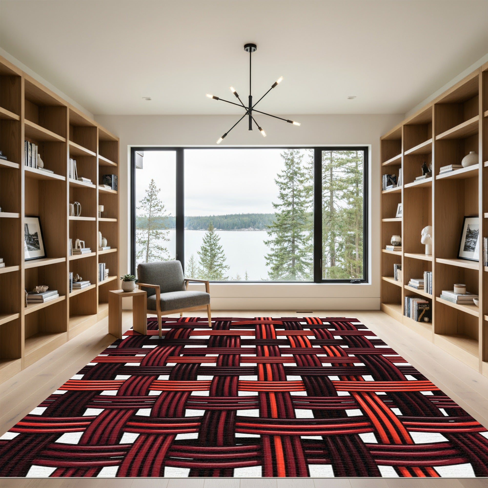 Crimson And Scarlet Woven Texture Rug