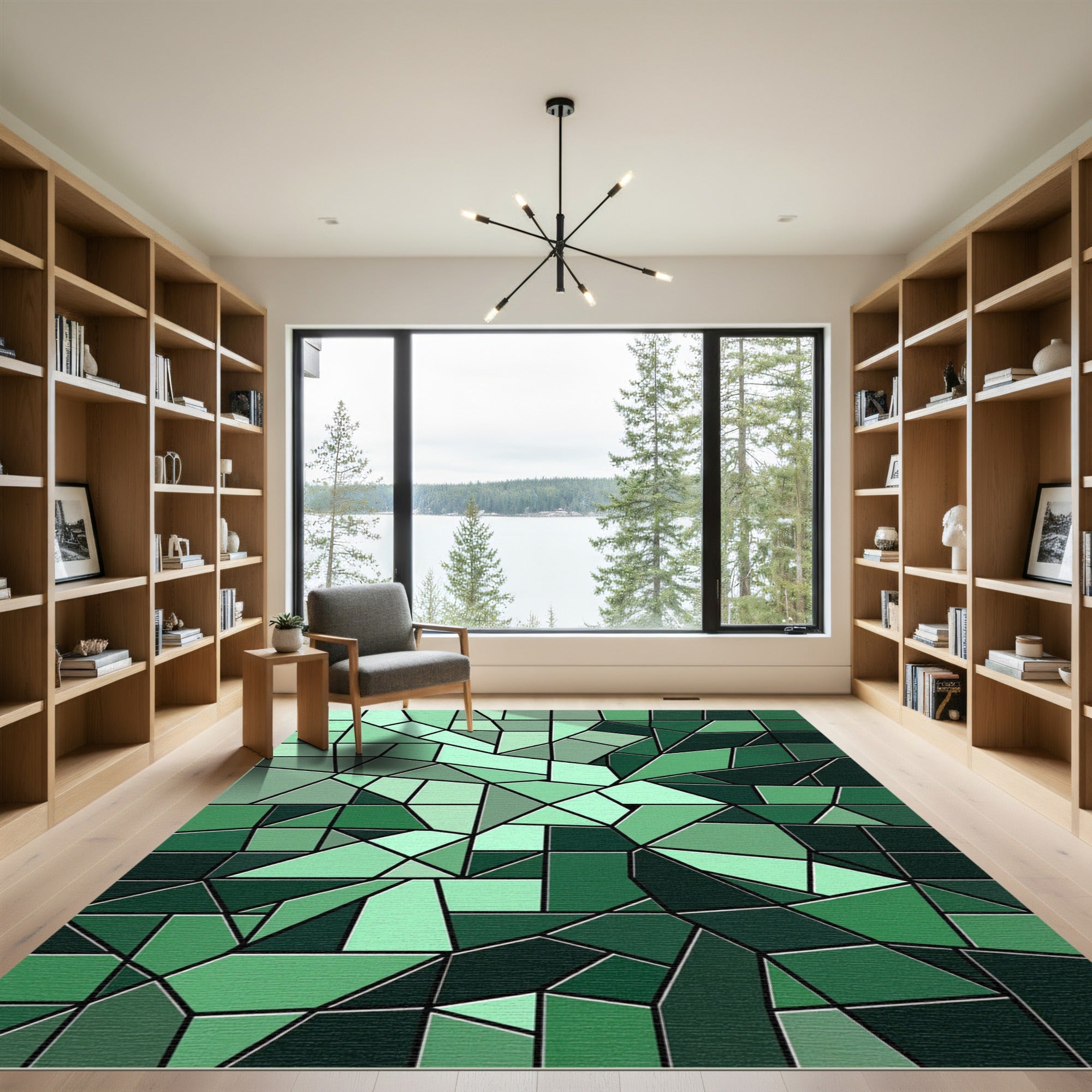 Emerald Geometric Fragmentation Design Rug