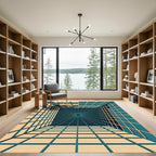 Geometric Teal and Cream Infinity Tunnel Rug