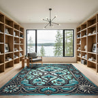 Turquoise Floral Archway Ornament Rug