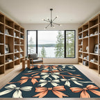 Elegant Peach Ivory Ribbon Bow Cascade Rug