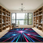 Vibrant Neon Starburst Cosmic Ray Rug