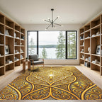 Gilded Baroque Swirls Golden Foliage Rug