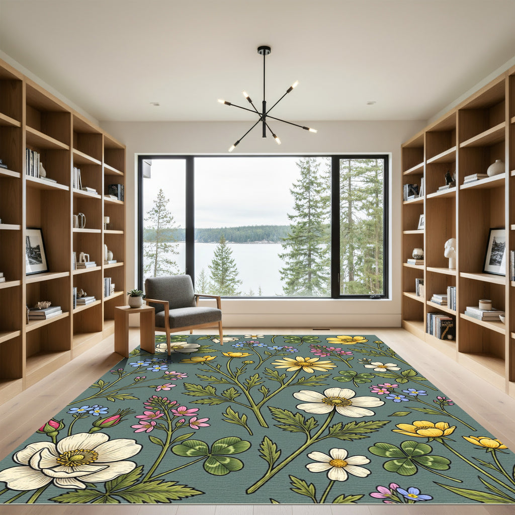 Wildflower Meadow Botanical Sage Rug