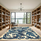Elegant Blue Shell Acanthus Flourish Rug